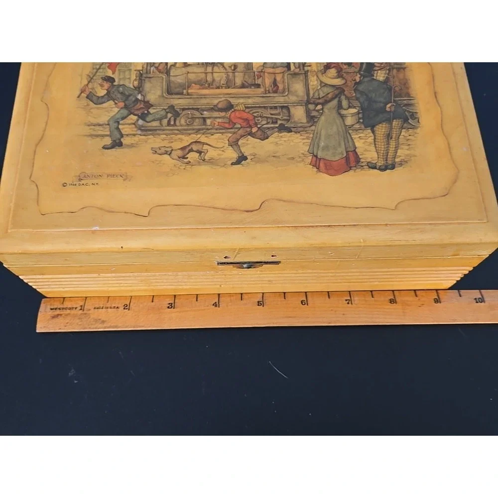 Vintage Wooden Storage Trinket Art Box‎ by Anton Pieck Victorian Scene 9